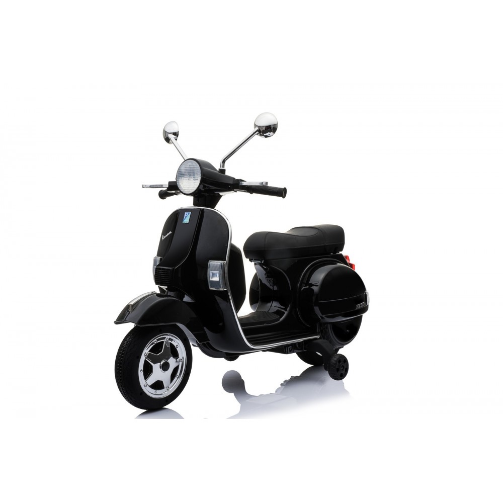 Scooter Electrique Vespa 18W pour Enfant - avec Klaxon, Système Audio et Roulettes de soutien
