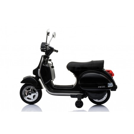 Scooter Electrique Vespa 18W pour Enfant - avec Klaxon, Système Audio et Roulettes de soutien