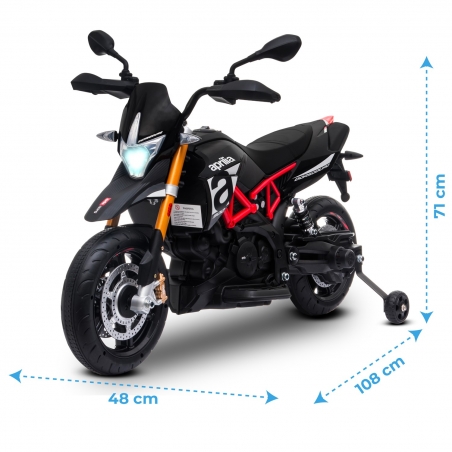 Moto Electrique Aprilia Dorsoduro 900 pour Enfant - avec Klaxon, Système Audio et Roulettes de soutien Moto Electrique Aprilia Dorsoduro 900 pour Enfant - avec Klaxon, Système Audio et Roulettes de soutien