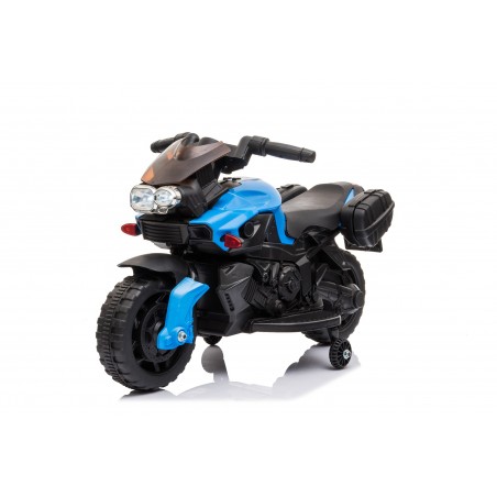 Moto Electrique pour Enfant - 90L x 42l x 58H cm - Roulettes de soutien, Marche AV/AR, Phares fonctionnels, Bruitages moteur Moto Electrique pour Enfant - 90L x 42l x 58H cm - Roulettes de soutien, Marche AV/AR, Phares fonctionnels, Bruitages moteur