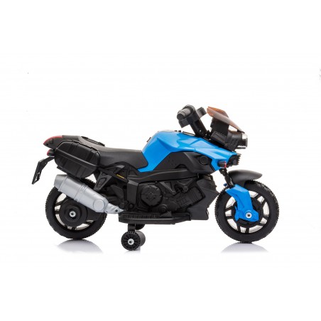Moto Electrique pour Enfant - 90L x 42l x 58H cm - Roulettes de soutien, Marche AV/AR, Phares fonctionnels, Bruitages moteur Moto Electrique pour Enfant - 90L x 42l x 58H cm - Roulettes de soutien, Marche AV/AR, Phares fonctionnels, Bruitages moteur