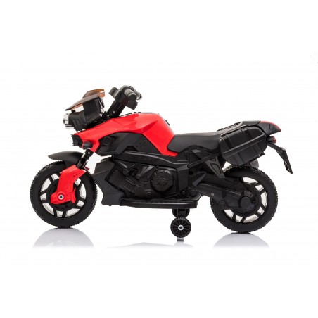 Moto Electrique pour Enfant - 90L x 42l x 58H cm - Roulettes de soutien, Marche AV/AR, Phares fonctionnels, Bruitages moteur