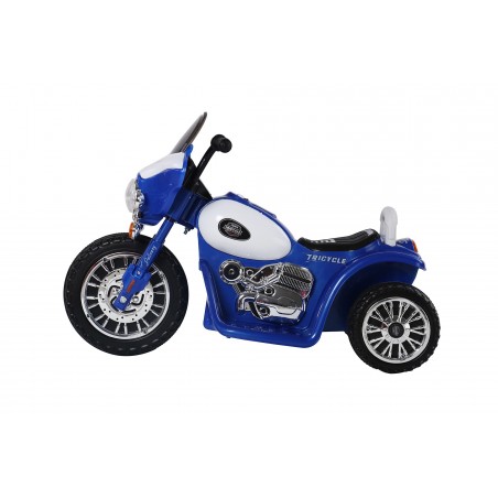 Moto de Police Electrique 20W pour enfants - 80L x 43l x 54.5H cm - 3 roues, marche av/ar, phares fonctionnels, bruitages moteur