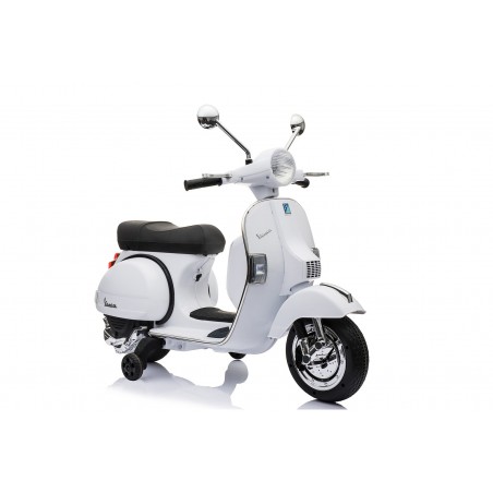 Scooter Electrique Vespa 18W pour Enfant - avec Klaxon, Système Audio et Roulettes de soutien