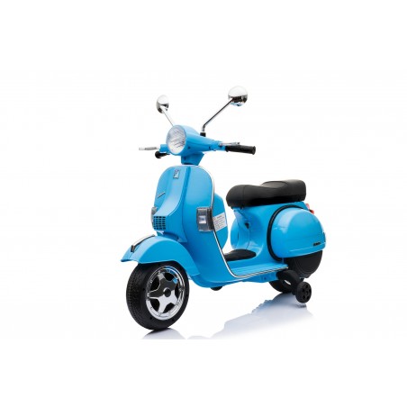 Scooter Electrique Vespa 18W pour Enfant - avec Klaxon, Système Audio et Roulettes de soutien