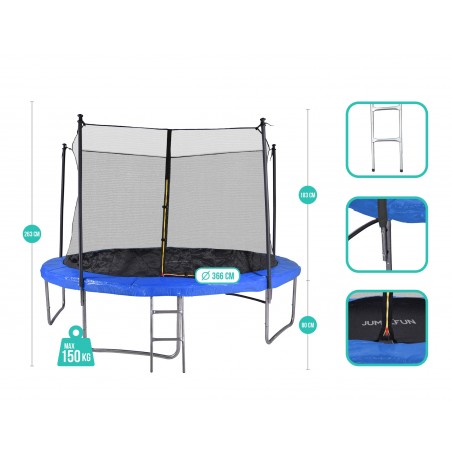 Trampoline extérieur 12FT 5 Perches 366cm Classique Jump4Fun