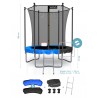 Trampoline de Jardin Classique avec filet de sécruité intérieur, Tapis de Saut, Echelle et Matelas Réversible Bleu/Noir