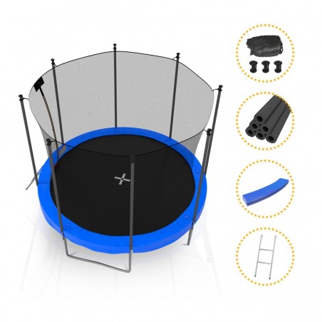 Trampoline de Jardin avec Filet Exterieur, diamètre 10 Ft / 305 cm - 8 perches, Orange