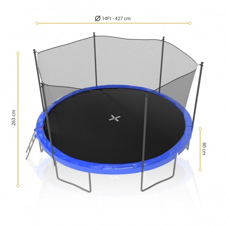 Trampoline de Jardin TUV avec Filet intérieur, diamètre 14 Ft / 427cm - 6 perches