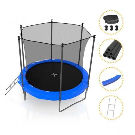 Trampoline de Jardin avec Filet intérieur, diamètre 8 Ft / 244cm - 6 perches