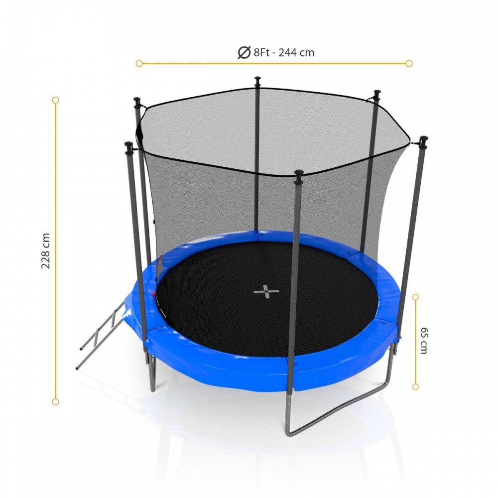 Trampoline de Jardin avec Filet intérieur, diamètre 8 Ft / 244cm - 6 perches