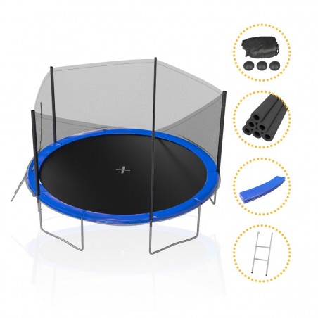 Trampoline de Jardin avec Filet extérieur, diamètre 12 FT / 366cm - 5 perches