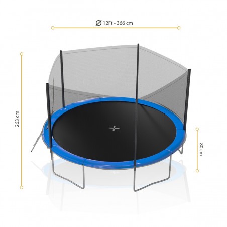 Trampoline de Jardin avec Filet extérieur, diamètre 12 FT / 366cm - 5 perches