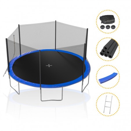 Trampoline de Jardin TUV avec Filet Exterieur, diamètre 14 Ft / 427cm - 6 perches