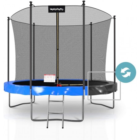 Trampoline extérieur Classique Play4Fun 10Ft - ø305cm - Avec Housse de coussin réversible Bleu / Noir