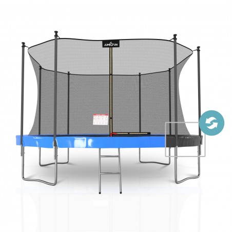 Trampoline extérieur 430 cm réversible - filet de sécurité + matelas de protection + echelle - norme EU