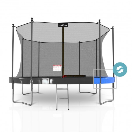 Trampoline extérieur 430 cm réversible - filet de sécurité + matelas de protection + echelle - norme EU