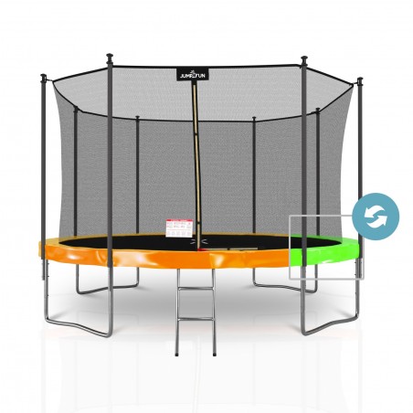 Trampoline extérieur 360 cm réversible - filet de sécurité + matelas de protection + echelle - norme EU