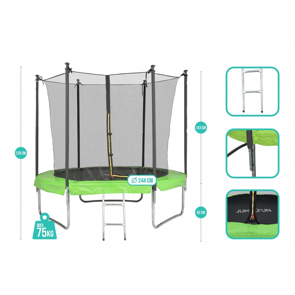 Trampoline extérieur 8FT 244cm Classique Jump4Fun