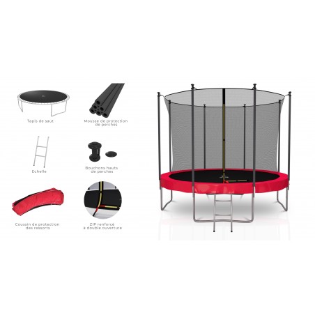 Trampoline extérieur Classique 10Ft / ø305cm KAIA SPORTS Trampoline de jardin avec Filet, mousse de protection et échelle