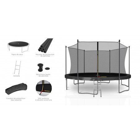 Trampoline extérieur Classique 13Ft / ø400cm KAIA SPORTS Trampoline de jardin avec Filet, mousse de protection et échelle