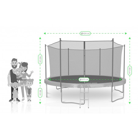 Trampoline extérieur Classique 14Ft / ø424cm KAIA SPORTS Trampoline de jardin avec Filet, mousse de protection et échelle