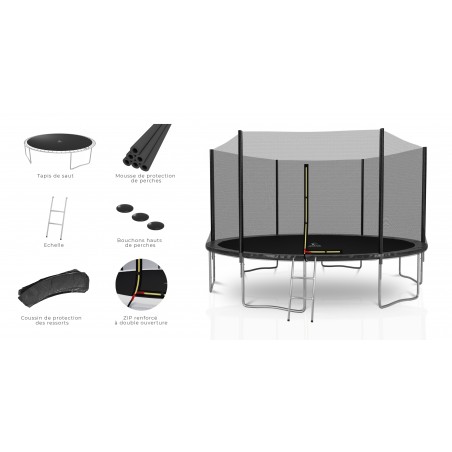 Trampoline extérieur Deluxe 13Ft / ø400cm KAIA SPORTS Trampoline de jardin avec Filet, mousse de protection et échelle