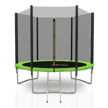 Trampoline extérieur Deluxe 8Ft / ø244cm KAIA SPORTS Trampoline de jardin avec Filet, mousse de protection et échelle