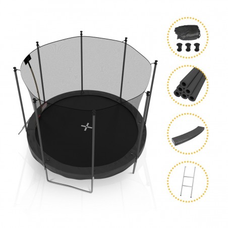 Trampoline de Jardin avec Filet Exterieur, diamètre 10 Ft / 305 cm - 8 perches, Orange