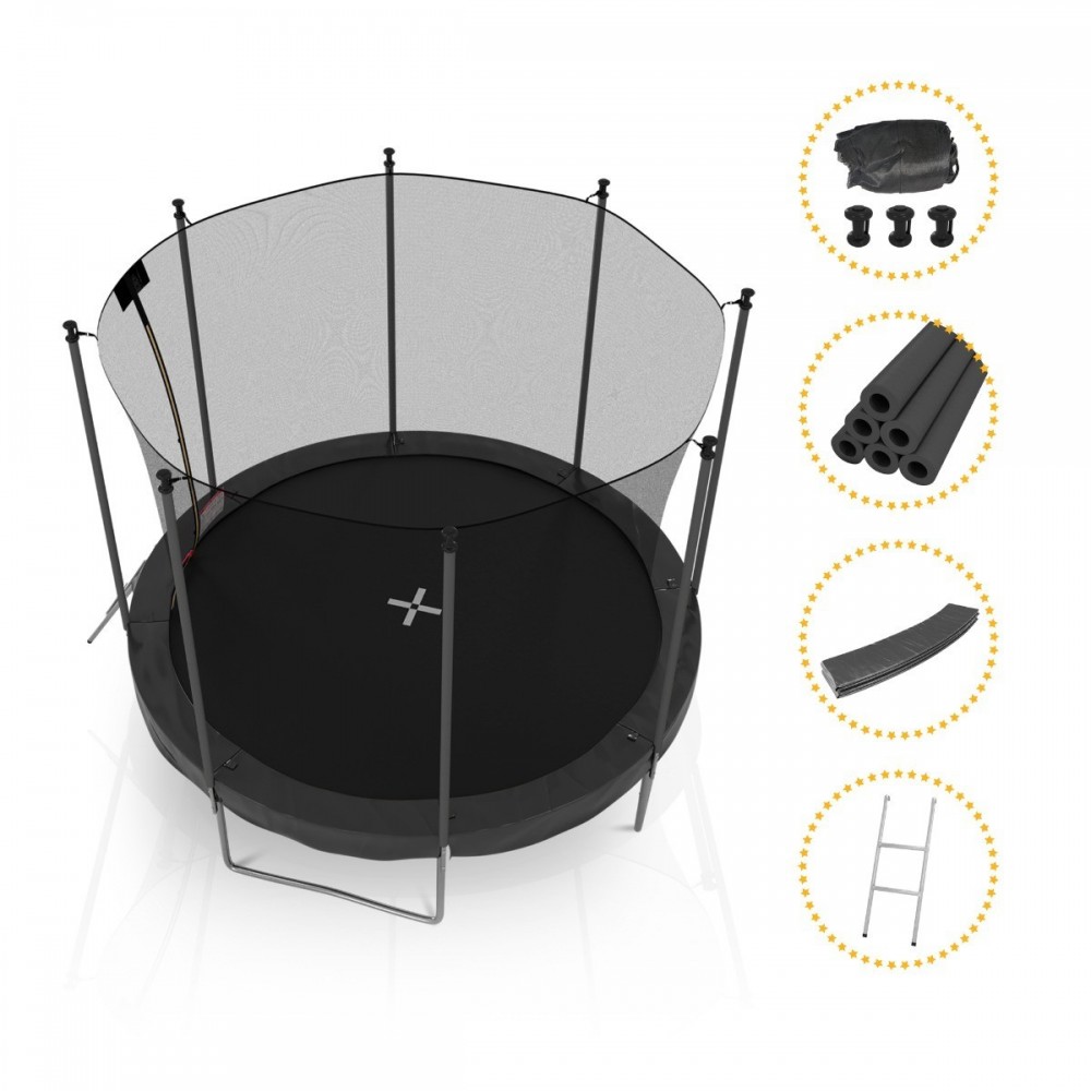 Trampoline de Jardin avec Filet Exterieur, diamètre 10 Ft / 305 cm - 8 perches, Orange