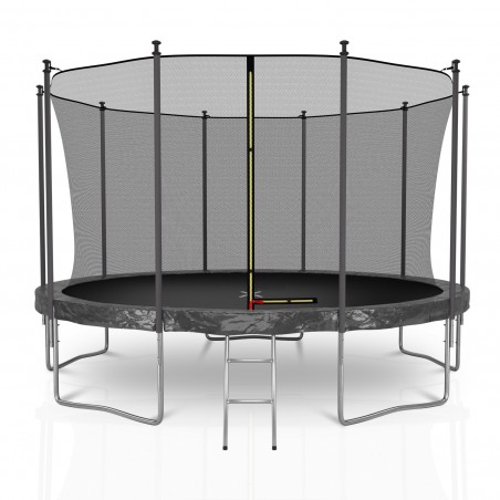 Trampoline de Jardin renforcé, diamètre 12FT / 366 cm avec filet de sécurité intérieur, echelle et mousse de protection