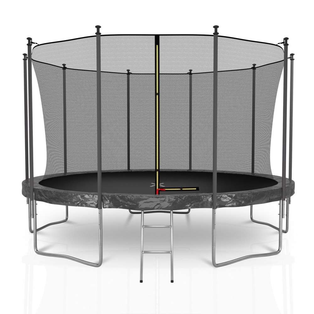 Trampoline de Jardin renforcé, diamètre 12FT / 366 cm avec filet de sécurité intérieur, echelle et mousse de protection