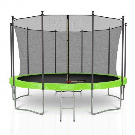 Trampoline de Jardin renforcé, diamètre 12FT / 366 cm avec filet de sécurité intérieur, echelle et mousse de protection