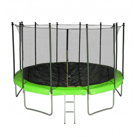 Trampoline de Jardin TUV avec Filet intérieur, diamètre 14 Ft / 427 cm - 12 perches - Couleur au choix