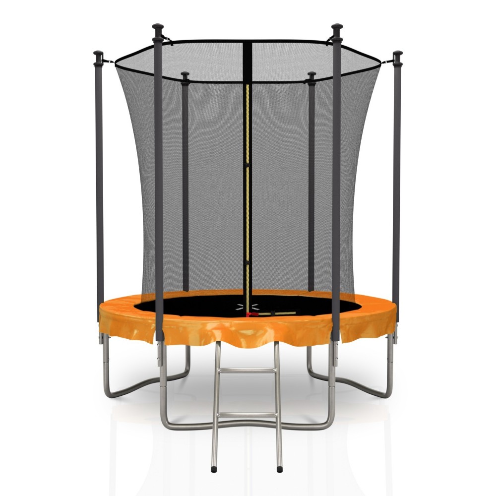 Trampoline de Jardin, Ø diamètre 6FT / 185cm avec Filet intérieur de sécurité, Echelle et Mousse de protection - 6 perches
