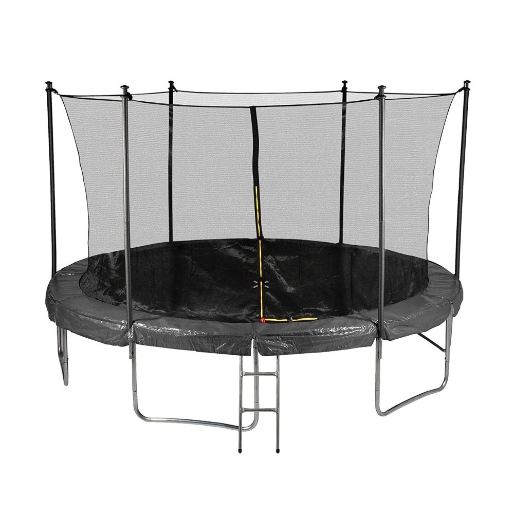 Trampoline de Jardin avec Filet intérieur de sécurité, Echelle et Mousse de protection, Ø diamètre 13 FT 400 cm - 6 perches