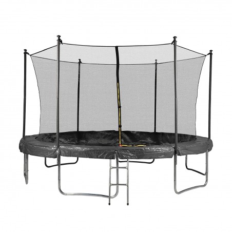 Trampoline de Jardin avec Filet intérieur de sécurité, Echelle et Mousse de protection, Ø diamètre 13 FT 400 cm - 6 perches