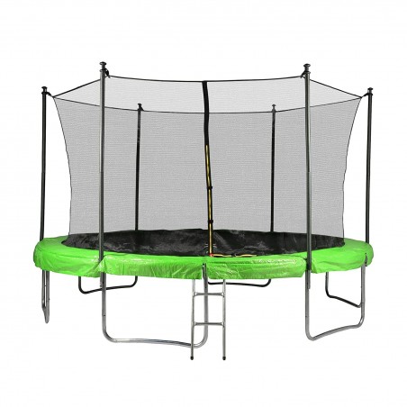 Trampoline de Jardin avec Filet intérieur de sécurité, Echelle et Mousse de protection, Ø diamètre 13 FT 400 cm - 6 perches