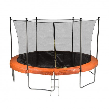 Trampoline de Jardin avec Filet intérieur de sécurité, Echelle et Mousse de protection, Ø diamètre 13 FT 400 cm - 6 perches