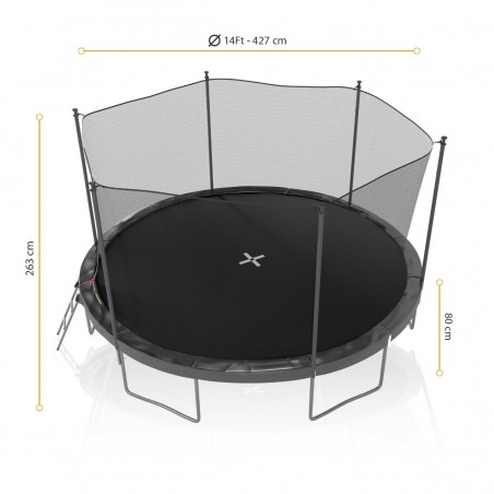 Trampoline de Jardin TUV avec Filet intérieur, diamètre 14 Ft / 427cm - 6 perches