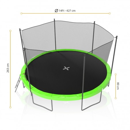 Trampoline de Jardin TUV avec Filet intérieur, diamètre 14 Ft / 427cm - 6 perches