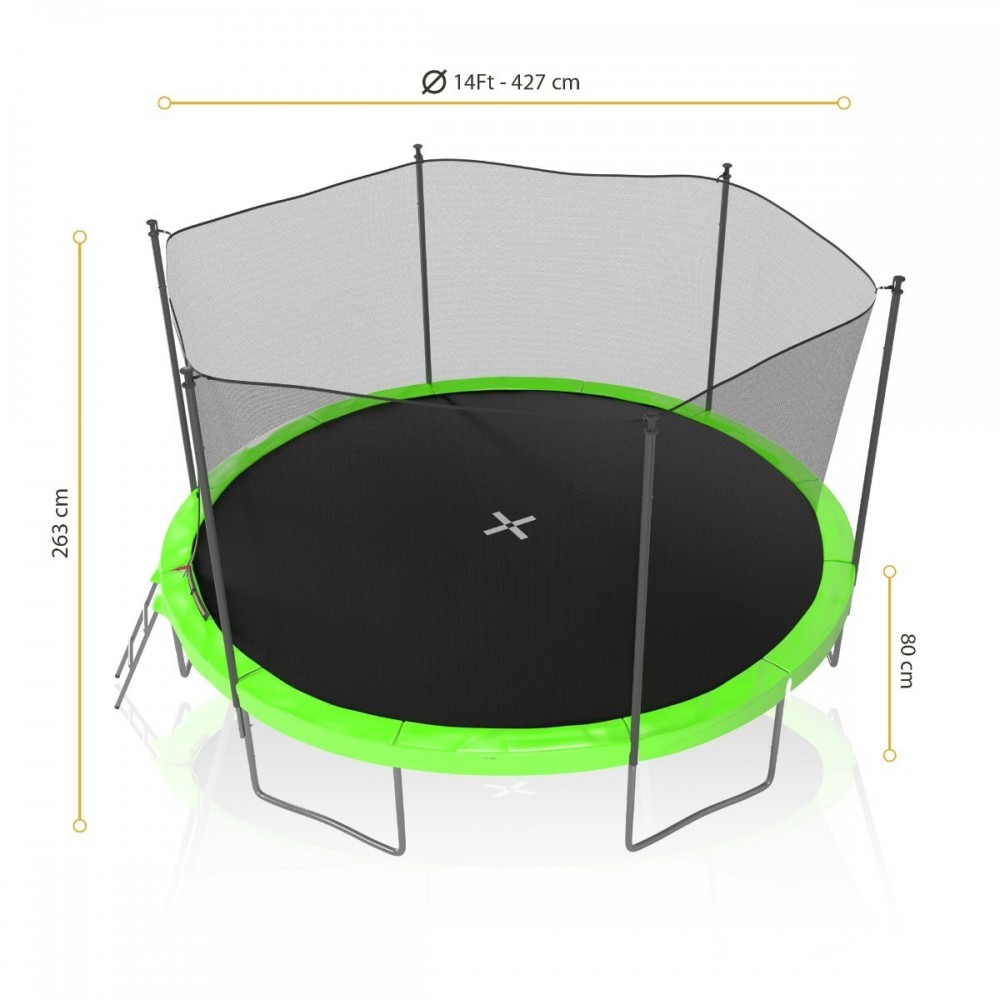Trampoline de Jardin TUV avec Filet intérieur, diamètre 14 Ft / 427cm - 6 perches