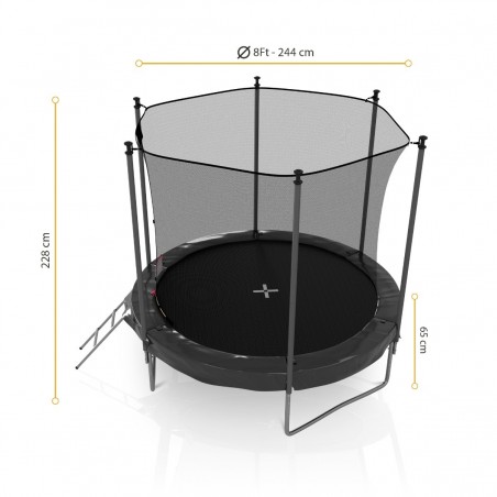 Trampoline de Jardin avec Filet intérieur, diamètre 8 Ft / 244cm - 6 perches