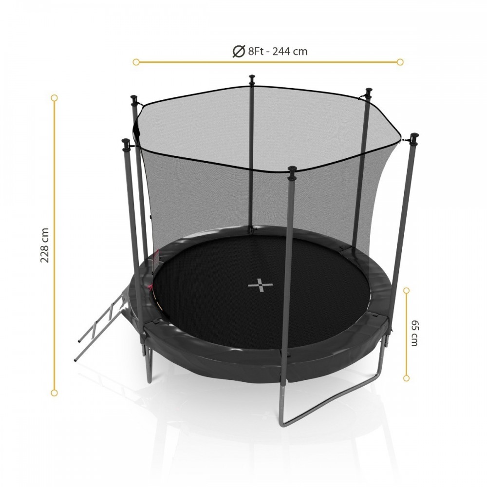 Trampoline de Jardin avec Filet intérieur, diamètre 8 Ft / 244cm - 6 perches
