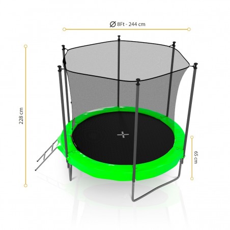 Trampoline de Jardin avec Filet intérieur, diamètre 8 Ft / 244cm - 6 perches