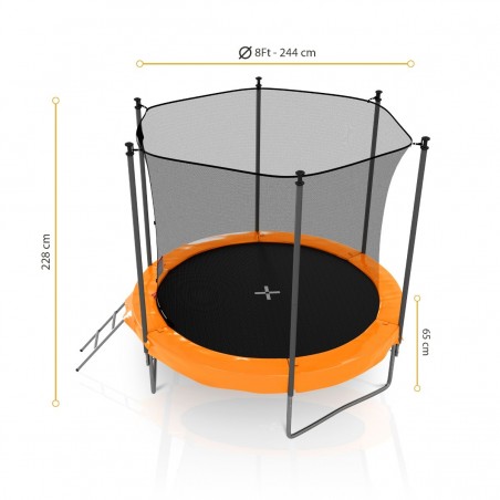 Trampoline de Jardin avec Filet intérieur, diamètre 8 Ft / 244cm - 6 perches