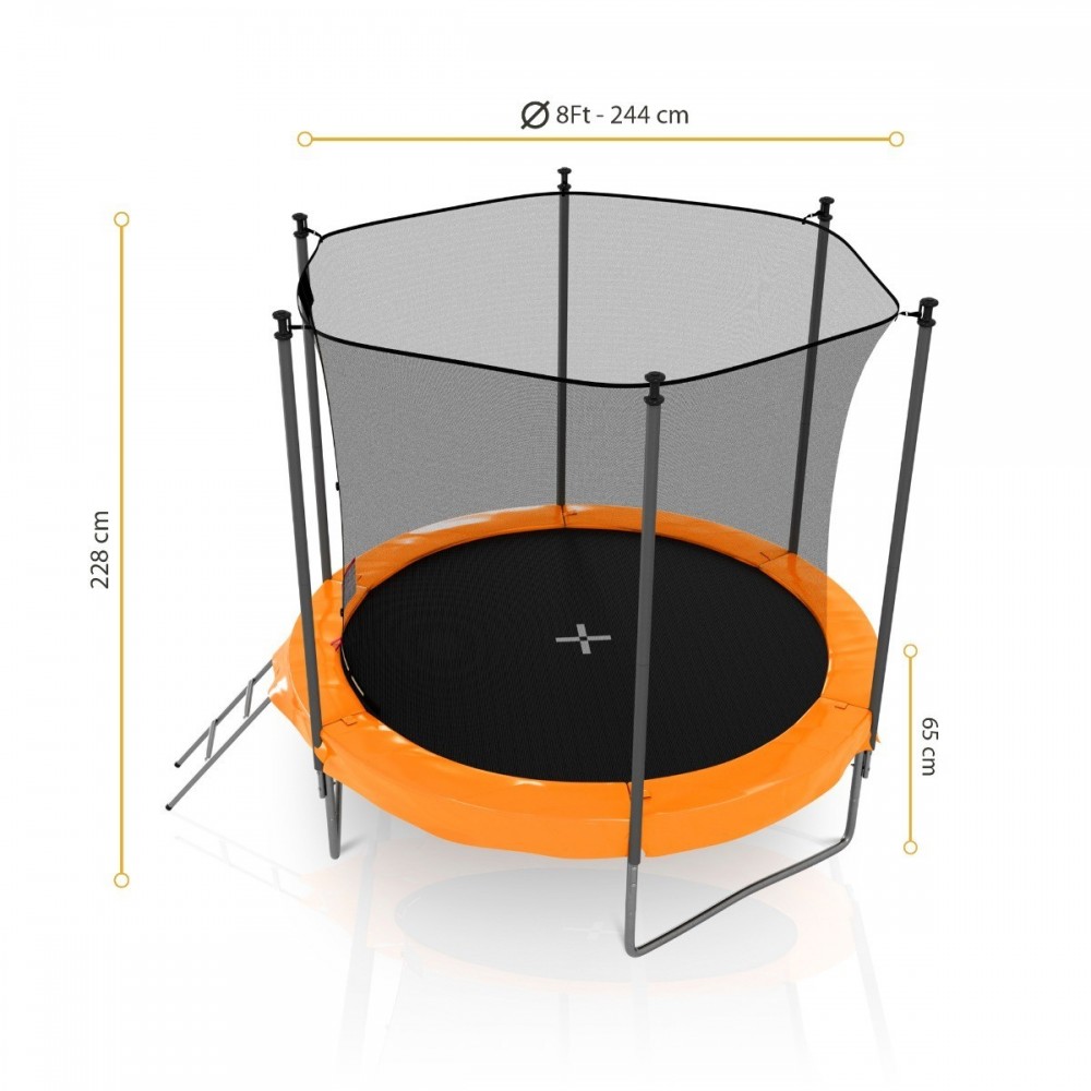 Trampoline de Jardin avec Filet intérieur, diamètre 8 Ft / 244cm - 6 perches