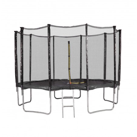 Trampoline de Jardin, diamètre 12FT / 366 cm avec Filet Exterieur - 10 perches