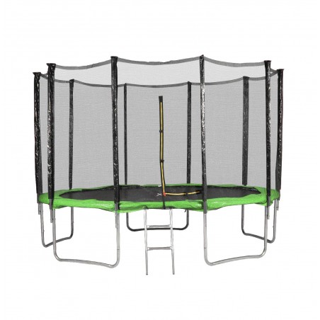 Trampoline de Jardin, diamètre 12FT / 366 cm avec Filet Exterieur - 10 perches