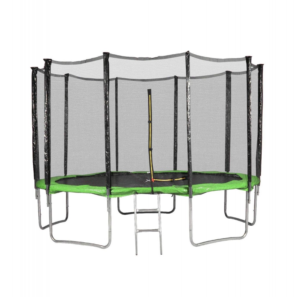 Trampoline de Jardin, diamètre 12FT / 366 cm avec Filet Exterieur - 10 perches